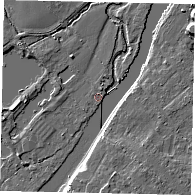Shaded relief map of the ground around TW166AS, computed from Environment Agency LiDAR. The ground here sits at about 9 m above sea level and falls 10 m across the surrounding 800 m. Surface water reaching this point runs off ground lying to the south-south-east, 9.0 m higher.