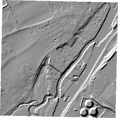 Shaded relief map of the ground around TW166BD, computed from Environment Agency LiDAR. The ground here sits at about 11 m above sea level and falls 12 m across the surrounding 800 m. Surface water reaching this point runs off ground lying to the west-south-west, 1.5 m higher.