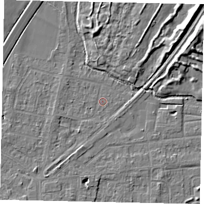 Shaded relief map of the ground around TW178BN, computed from Environment Agency LiDAR. The ground here sits at about 11 m above sea level and falls 10 m across the surrounding 800 m. Surface water reaching this point runs off ground lying to the west-south-west, 1.8 m higher.