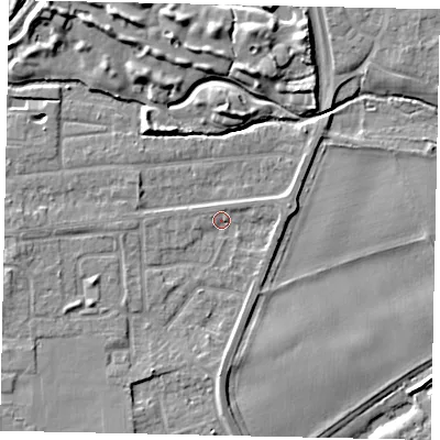 Shaded relief map of the ground around TW178DZ, computed from Environment Agency LiDAR. The ground here sits at about 11 m above sea level and falls 9 m across the surrounding 800 m. Surface water reaching this point runs off ground lying to the south, 3.0 m higher.