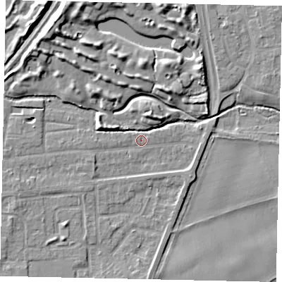 Shaded relief map of the ground around TW178EX, computed from Environment Agency LiDAR. The ground here sits at about 11 m above sea level and falls 10 m across the surrounding 800 m. Surface water reaching this point runs off ground lying to the east-north-east, 0.7 m higher.