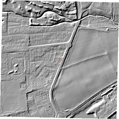 Shaded relief map of the ground around TW178HF, computed from Environment Agency LiDAR. The ground here sits at about 11 m above sea level and falls 7 m across the surrounding 800 m. Surface water reaching this point runs off ground lying to the south-south-west, 3.0 m higher.