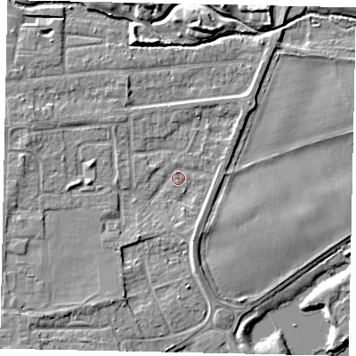 Shaded relief map of the ground around TW178HG, computed from Environment Agency LiDAR. The ground here sits at about 11 m above sea level and falls 7 m across the surrounding 800 m. Surface water reaching this point runs off ground lying to the south-south-east, 3.0 m higher.