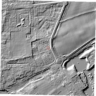 Shaded relief map of the ground around TW178HH, computed from Environment Agency LiDAR. The ground here sits at about 11 m above sea level and falls 5 m across the surrounding 800 m. Surface water reaching this point runs off ground lying to the north-east, 2.9 m higher.