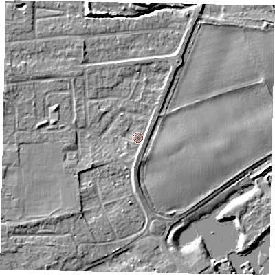 Shaded relief map of the ground around TW178HQ, computed from Environment Agency LiDAR. The ground here sits at about 11 m above sea level and falls 7 m across the surrounding 800 m. Surface water reaching this point runs off ground lying to the south, 3.0 m higher.
