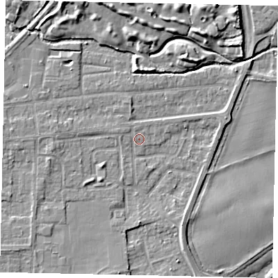Shaded relief map of the ground around TW178HW, computed from Environment Agency LiDAR. The ground here sits at about 11 m above sea level and falls 8 m across the surrounding 800 m. Surface water reaching this point runs off ground lying to the south-south-east, 3.0 m higher.