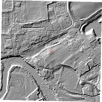 Shaded relief map of the ground around TW178JS, computed from Environment Agency LiDAR. The ground here sits at about 11 m above sea level and falls 5 m across the surrounding 800 m. Surface water reaching this point runs off ground lying to the east, 1.0 m higher.