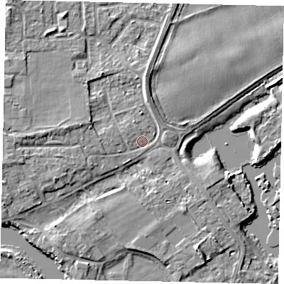 Shaded relief map of the ground around TW178JT, computed from Environment Agency LiDAR. The ground here sits at about 11 m above sea level and falls 6 m across the surrounding 800 m. Surface water reaching this point runs off ground lying to the north, 2.9 m higher.