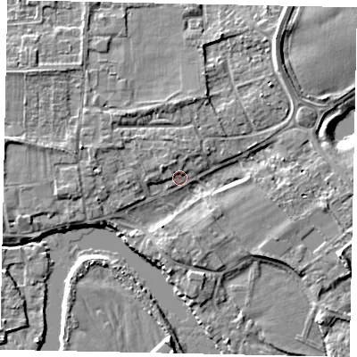 Shaded relief map of the ground around TW178JW, computed from Environment Agency LiDAR. The ground here sits at about 11 m above sea level and falls 5 m across the surrounding 800 m. Surface water reaching this point runs off ground lying to the north-east, 3.6 m higher.