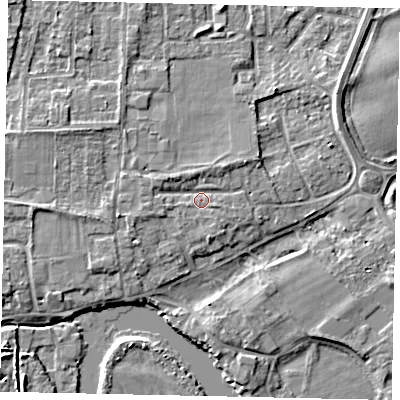 Shaded relief map of the ground around TW178JY, computed from Environment Agency LiDAR. The ground here sits at about 11 m above sea level and falls 5 m across the surrounding 800 m. Surface water reaching this point runs off ground lying to the north-east, 1.9 m higher.