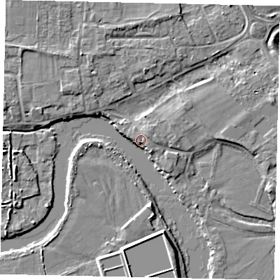 Shaded relief map of the ground around TW178LQ, computed from Environment Agency LiDAR. The ground here sits at about 11 m above sea level and falls 5 m across the surrounding 800 m. Surface water reaching this point runs off ground lying to the north-north-east, 4.4 m higher.