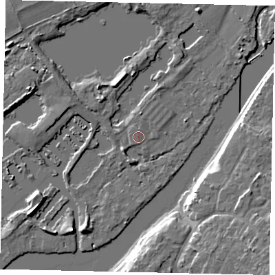 Shaded relief map of the ground around TW178NP, computed from Environment Agency LiDAR. The ground here sits at about 10 m above sea level and falls 12 m across the surrounding 800 m. The ground contributing surface water to this point lies to the north-north-west.