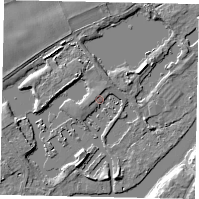 Shaded relief map of the ground around TW178NS, computed from Environment Agency LiDAR. The ground here sits at about 10 m above sea level and falls 8 m across the surrounding 800 m. Surface water reaching this point runs off ground lying to the south-south-west, 5.8 m higher.