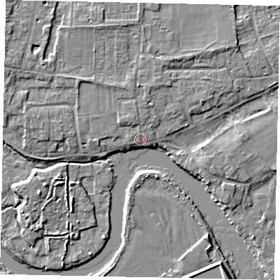 Shaded relief map of the ground around TW179HZ, computed from Environment Agency LiDAR. The ground here sits at about 11 m above sea level and falls 5 m across the surrounding 800 m. Surface water reaching this point runs off ground lying to the north-north-east, 2.7 m higher.
