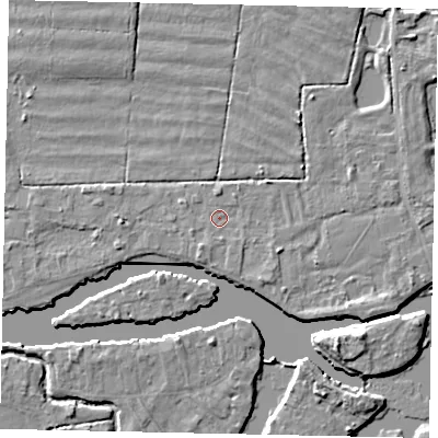 Shaded relief map of the ground around TW179JB, computed from Environment Agency LiDAR. The ground here sits at about 11 m above sea level and falls 6 m across the surrounding 800 m. Surface water reaching this point runs off ground lying to the south-south-west, 1.3 m higher.