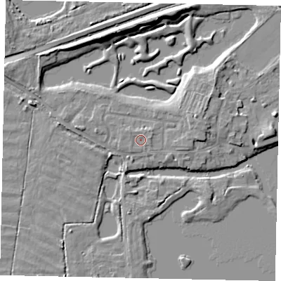 Shaded relief map of the ground around TW179LF, computed from Environment Agency LiDAR. The ground here sits at about 11 m above sea level and falls 8 m across the surrounding 800 m. Surface water reaching this point runs off ground lying to the north-east, 0.8 m higher.