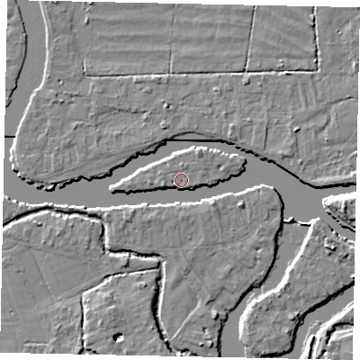 Shaded relief map of the ground around TW179LN, computed from Environment Agency LiDAR. The ground here sits at about 11 m above sea level and falls 6 m across the surrounding 800 m. Surface water reaching this point runs off ground lying to the east-south-east, 4.1 m higher.