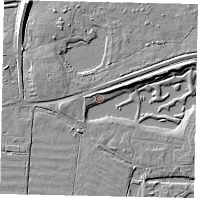 Shaded relief map of the ground around TW179NN, computed from Environment Agency LiDAR. The ground here sits at about 11 m above sea level and falls 11 m across the surrounding 800 m. Surface water reaching this point runs off ground lying to the north-west, 4.5 m higher.