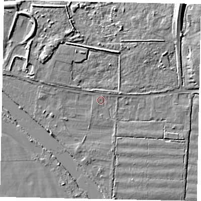 Shaded relief map of the ground around TW179NU, computed from Environment Agency LiDAR. The ground here sits at about 11 m above sea level and falls 8 m across the surrounding 800 m. Surface water reaching this point runs off ground lying to the south-south-west, 0.8 m higher.