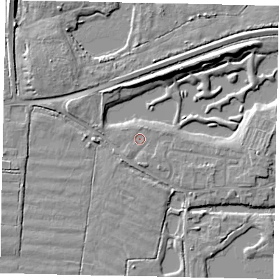 Shaded relief map of the ground around TW179NW, computed from Environment Agency LiDAR. The ground here sits at about 11 m above sea level and falls 8 m across the surrounding 800 m. Surface water reaching this point runs off ground lying to the north-north-east, 0.9 m higher.