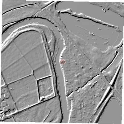 Shaded relief map of the ground around TW195EZ, computed from Environment Agency LiDAR. The ground here sits at about 18 m above sea level and falls 8 m across the surrounding 800 m. Surface water reaching this point runs off ground lying to the south-south-west, 4.1 m higher.