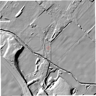Shaded relief map of the ground around WA118LZ, computed from Environment Agency LiDAR. The ground here sits at about 31 m above sea level and falls 19 m across the surrounding 800 m. Surface water reaching this point runs off ground lying to the north-north-east, 6.6 m higher.