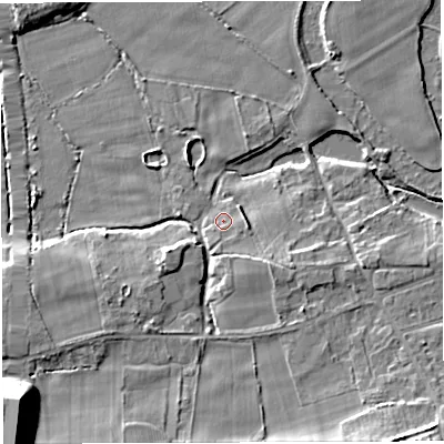 Shaded relief map of the ground around WA139AB, computed from Environment Agency LiDAR. The ground here sits at about 11 m above sea level and falls 21 m across the surrounding 800 m. Surface water reaching this point runs off ground lying to the south-east, 3.3 m higher.