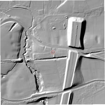 Shaded relief map of the ground around WA139BY, computed from Environment Agency LiDAR. The ground here sits at about 21 m above sea level and falls 26 m across the surrounding 800 m. Surface water reaching this point runs off ground lying to the south-south-east, 4.0 m higher.