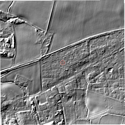 Shaded relief map of the ground around WA139QA, computed from Environment Agency LiDAR. The ground here sits at about 16 m above sea level and falls 15 m across the surrounding 800 m. Surface water reaching this point runs off ground lying to the south-south-east, 1.1 m higher.