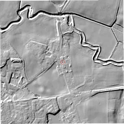 Shaded relief map of the ground around WA139SD, computed from Environment Agency LiDAR. The ground here sits at about 14 m above sea level and falls 8 m across the surrounding 800 m. Surface water reaching this point runs off ground lying to the south-south-east, 1.0 m higher.