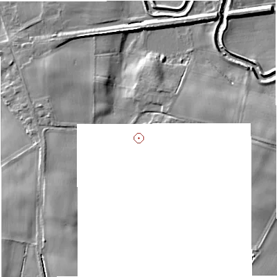 Shaded relief map of the ground around WA139SJ, computed from Environment Agency LiDAR. and falls 9 m across the surrounding 800 m.