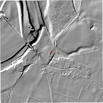 Shaded relief map of the ground around WA139SU, computed from Environment Agency LiDAR. The ground here sits at about 15 m above sea level and falls 20 m across the surrounding 800 m. Surface water reaching this point runs off ground lying to the south-east, 4.0 m higher.