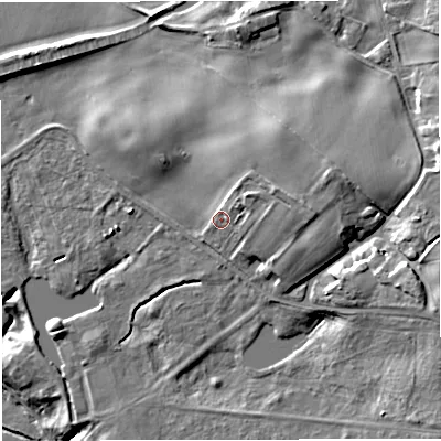 Shaded relief map of the ground around WA144SH, computed from Environment Agency LiDAR. The ground here sits at about 29 m above sea level and falls 21 m across the surrounding 800 m. Surface water reaching this point runs off ground lying to the east, 5.0 m higher.