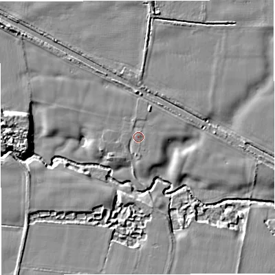 Shaded relief map of the ground around WA145SY, computed from Environment Agency LiDAR. The ground here sits at about 19 m above sea level and falls 8 m across the surrounding 800 m. Surface water reaching this point runs off ground lying to the north-north-east, 2.0 m higher.