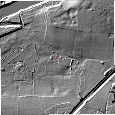 Shaded relief map of the ground around WA46UZ, computed from Environment Agency LiDAR. The ground here sits at about 11 m above sea level and falls 21 m across the surrounding 800 m. Surface water reaching this point runs off ground lying to the east-south-east, 10.6 m higher.