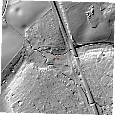 Shaded relief map of the ground around WD77HN, computed from Environment Agency LiDAR. The ground here sits at about 67 m above sea level and falls 31 m across the surrounding 800 m. Surface water reaching this point runs off ground lying to the north-east, 27.9 m higher.