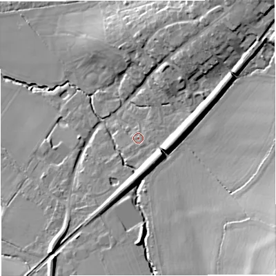 Shaded relief map of the ground around WR136HY, computed from Environment Agency LiDAR. The ground here sits at about 118 m above sea level and falls 31 m across the surrounding 800 m. Surface water reaching this point runs off ground lying to the south-east, 23.5 m higher.