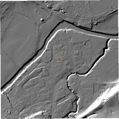 Shaded relief map of the ground around WR158BT, computed from Environment Agency LiDAR. The ground here sits at about 55 m above sea level and falls 33 m across the surrounding 800 m. Surface water reaching this point runs off ground lying to the east-south-east, 0.9 m higher.