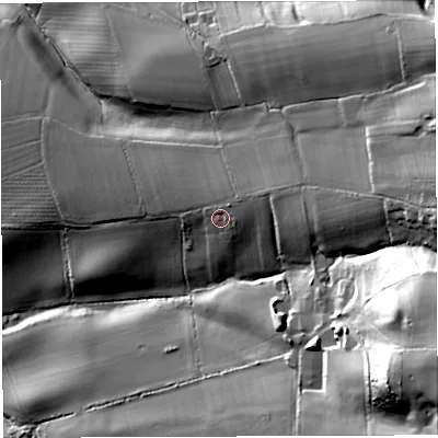 Shaded relief map of the ground around WR158QH, computed from Environment Agency LiDAR. The ground here sits at about 132 m above sea level and falls 56 m across the surrounding 800 m. Surface water reaching this point runs off ground lying to the north-east, 4.3 m higher.