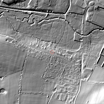 Shaded relief map of the ground around WS111TA, computed from Environment Agency LiDAR. The ground here sits at about 115 m above sea level and falls 31 m across the surrounding 800 m. Surface water reaching this point runs off ground lying to the south, 2.2 m higher.