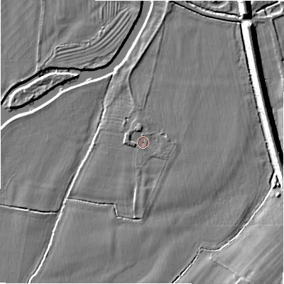 Shaded relief map of the ground around WS138QU, computed from Environment Agency LiDAR. The ground here sits at about 52 m above sea level and falls 8 m across the surrounding 800 m. Surface water reaching this point runs off ground lying to the north-north-west, 1.1 m higher.