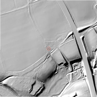 Shaded relief map of the ground around WS140PU, computed from Environment Agency LiDAR. The ground here sits at about 99 m above sea level and falls 20 m across the surrounding 800 m. Surface water reaching this point runs off ground lying to the north-west, 0.7 m higher.