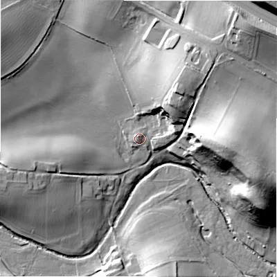 Shaded relief map of the ground around WS140PW, computed from Environment Agency LiDAR. The ground here sits at about 88 m above sea level and falls 32 m across the surrounding 800 m. Surface water reaching this point runs off ground lying to the north-east, 17.0 m higher.