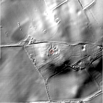 Shaded relief map of the ground around WS149JQ, computed from Environment Agency LiDAR. The ground here sits at about 85 m above sea level and falls 22 m across the surrounding 800 m. Surface water reaching this point runs off ground lying to the east-south-east, 4.6 m higher.