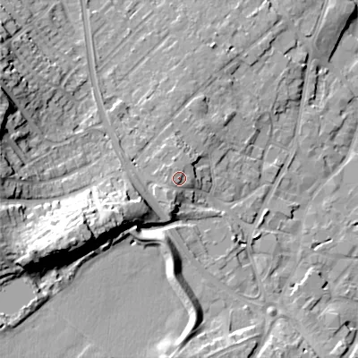 Shaded relief map of the ground around WS152AT, computed from Environment Agency LiDAR. The ground here sits at about 81 m above sea level and falls 26 m across the surrounding 800 m. Surface water reaching this point runs off ground lying to the west-north-west, 1.1 m higher.