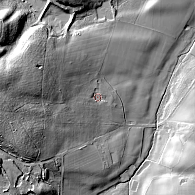 Shaded relief map of the ground around WS152TU, computed from Environment Agency LiDAR. The ground here sits at about 119 m above sea level and falls 58 m across the surrounding 800 m. Surface water reaching this point runs off ground lying to the west-north-west, 38.2 m higher.
