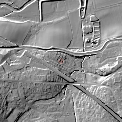 Shaded relief map of the ground around WS154BX, computed from Environment Agency LiDAR. The ground here sits at about 70 m above sea level and falls 22 m across the surrounding 800 m. Surface water reaching this point runs off ground lying to the south-south-east, 9.8 m higher.