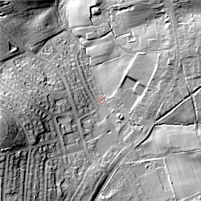 Shaded relief map of the ground around WV108NZ, computed from Environment Agency LiDAR. The ground here sits at about 138 m above sea level and falls 31 m across the surrounding 800 m. Surface water reaching this point runs off ground lying to the west-south-west, 26.6 m higher.