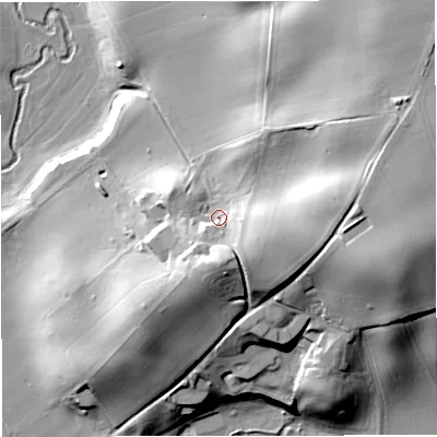 Shaded relief map of the ground around WV155NT, computed from Environment Agency LiDAR. The ground here sits at about 59 m above sea level and falls 31 m across the surrounding 800 m. Surface water reaching this point runs off ground lying to the south, 11.3 m higher.