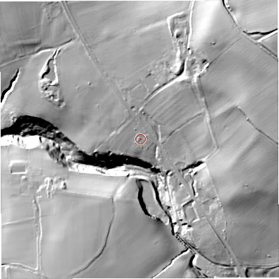 Shaded relief map of the ground around WV156HE, computed from Environment Agency LiDAR. The ground here sits at about 84 m above sea level and falls 78 m across the surrounding 800 m. Surface water reaching this point runs off ground lying to the north-north-west, 3.3 m higher.